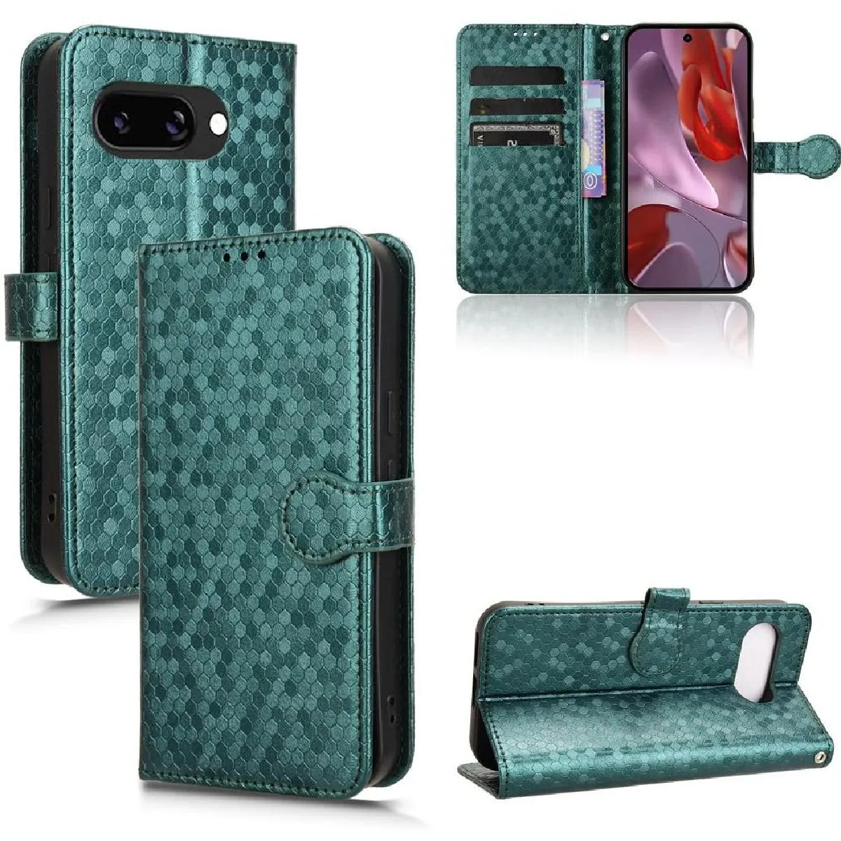 Générique Vert Coque Portefeuille À Fermeture Magnétique Google Pixel 9A
