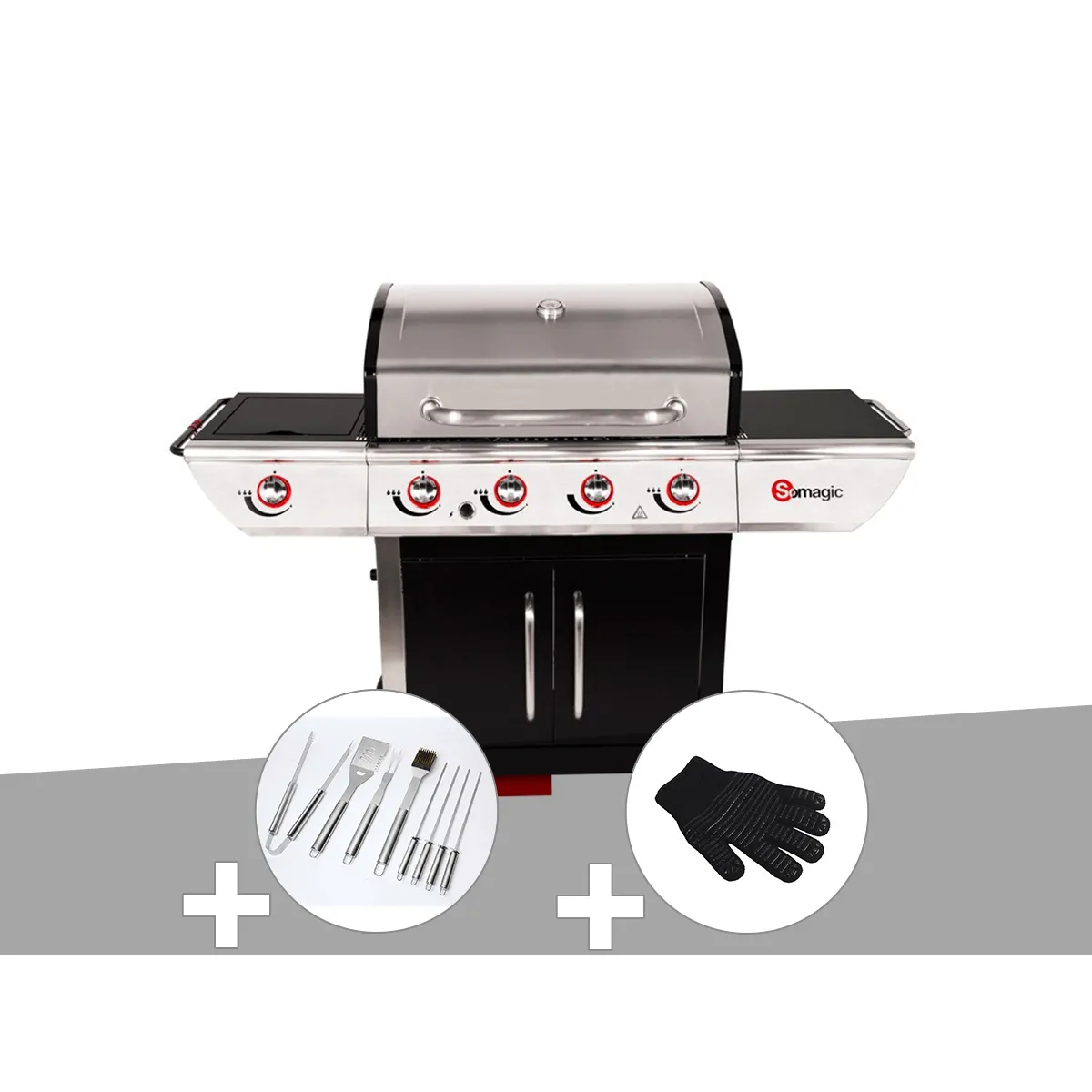 Combine Manhattan Gaz 4 Bruleurs 14kw + 1 Rechaud - vue 3