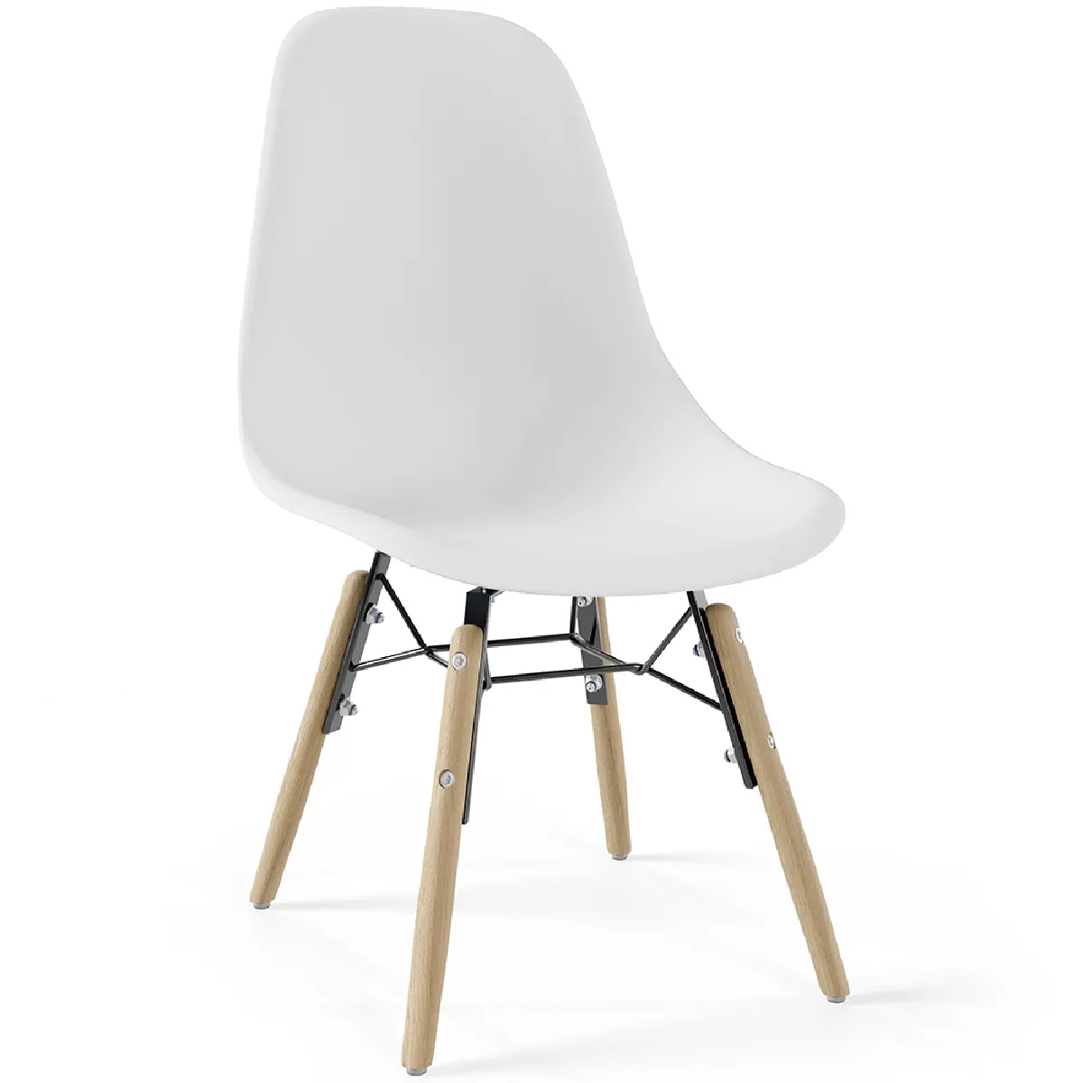 Chaise Enfant - Design Scandinave - Pieds en Bois - Skögur Blanc Chaise Enfant - Design Scandinave - Pieds en Bois - Skögur Blanc