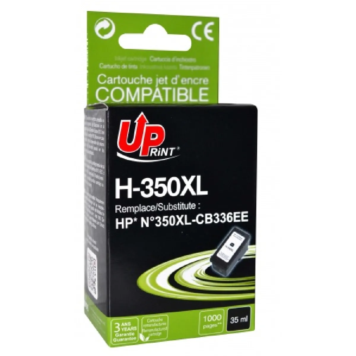 Uprint Noir Cartouche D'encre Compatible Hp