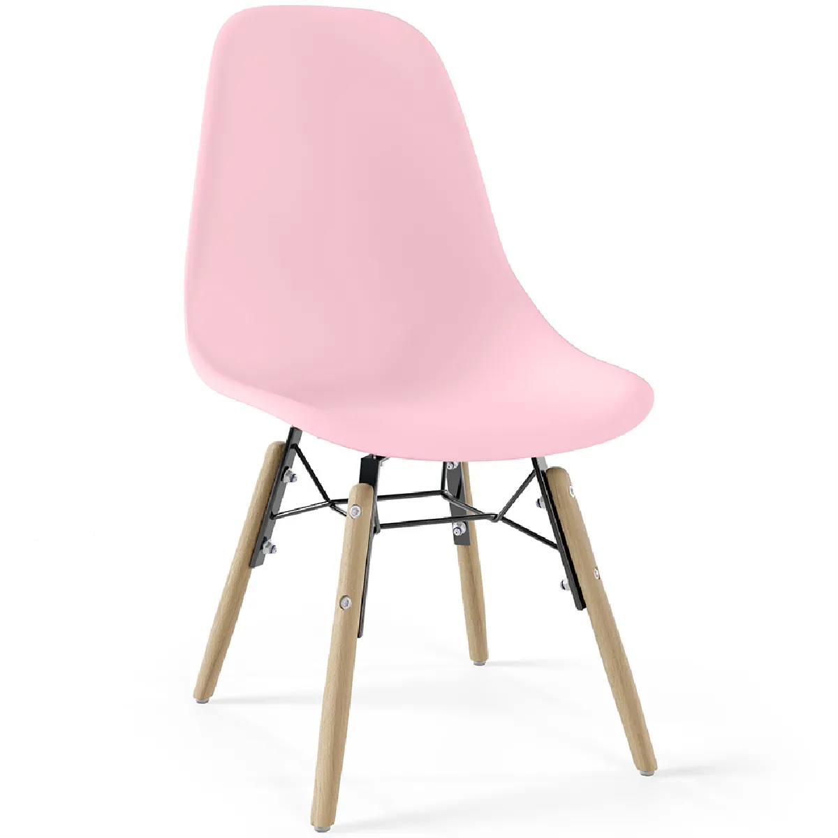Chaise Enfant - Design Scandinave - Pieds en Bois - Skögur Rose
