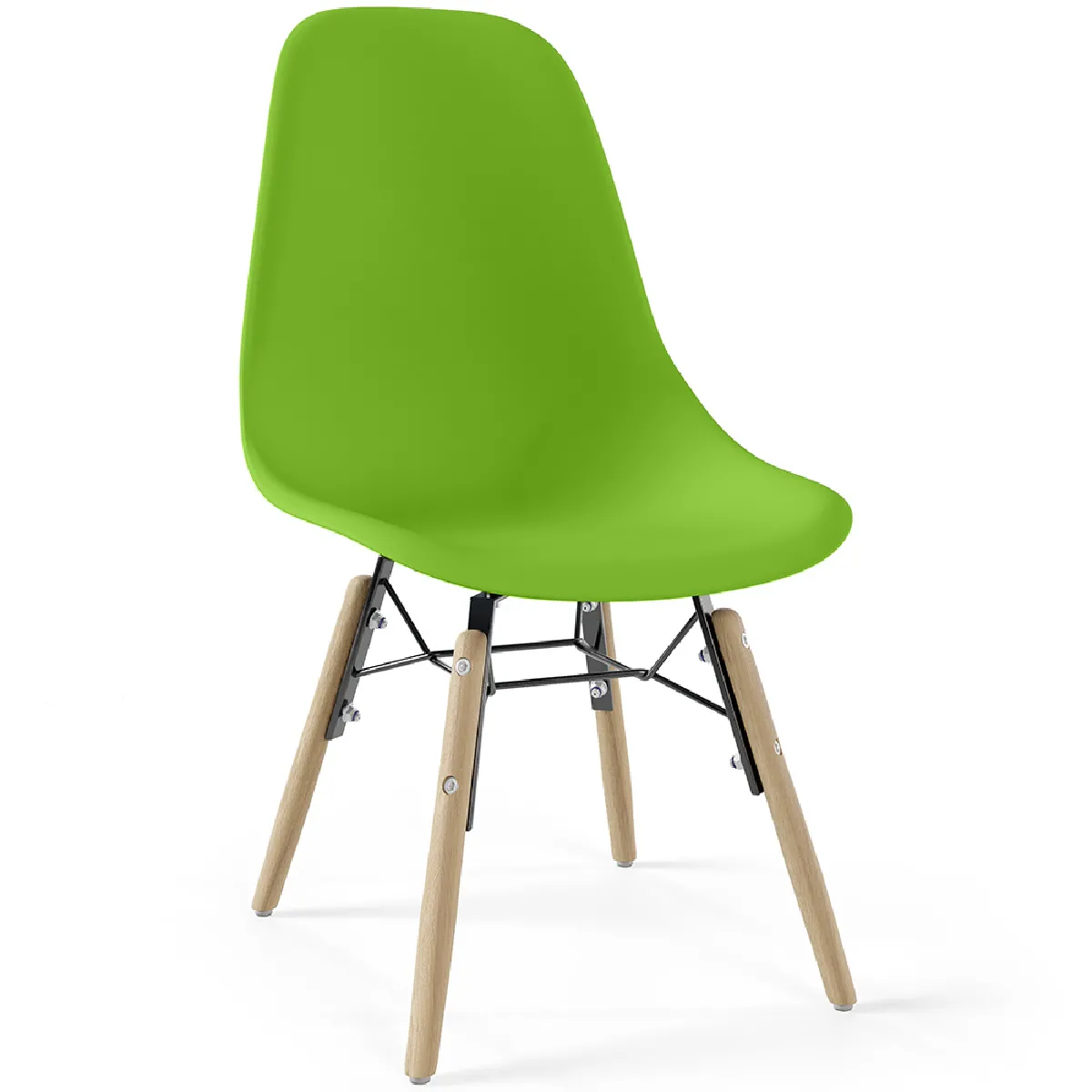 Chaise Enfant - Design Scandinave - Pieds en Bois - Skögur Vert
