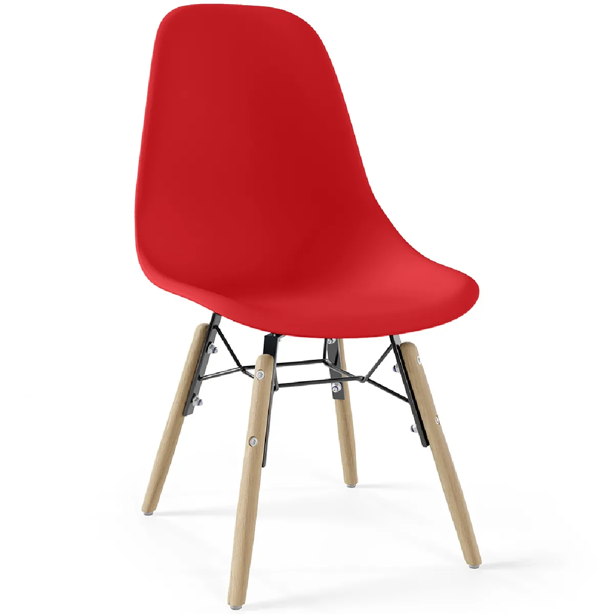 Chaise Enfant - Design Scandinave - Pieds en Bois - Skögur Rouge
