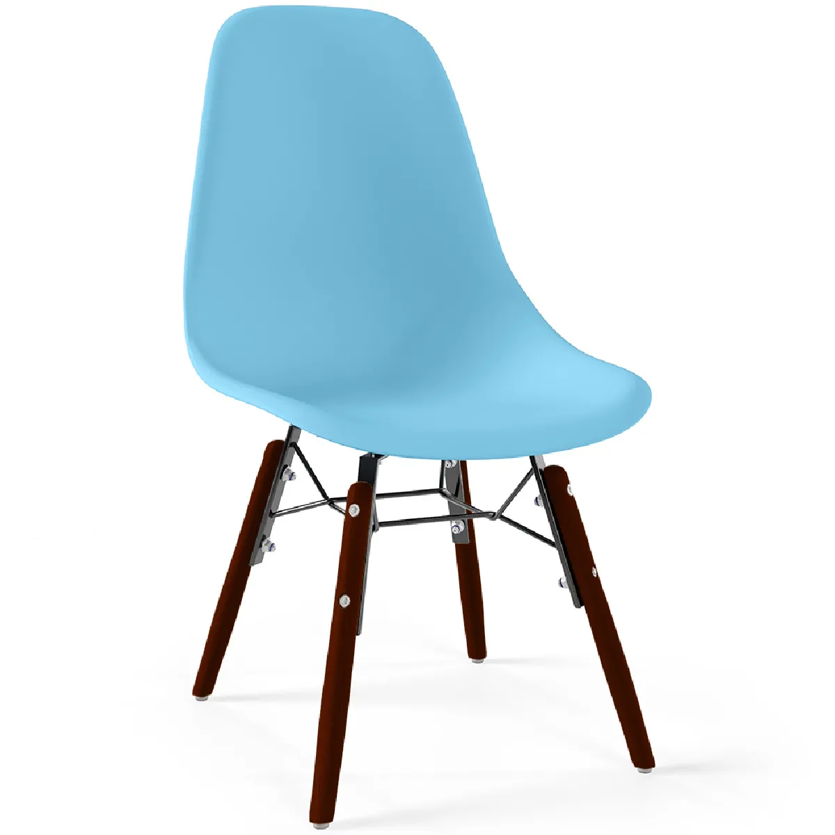Chaise Enfant - Design Scandinave - Pieds en Bois Foncé - Skögur Bleu clair