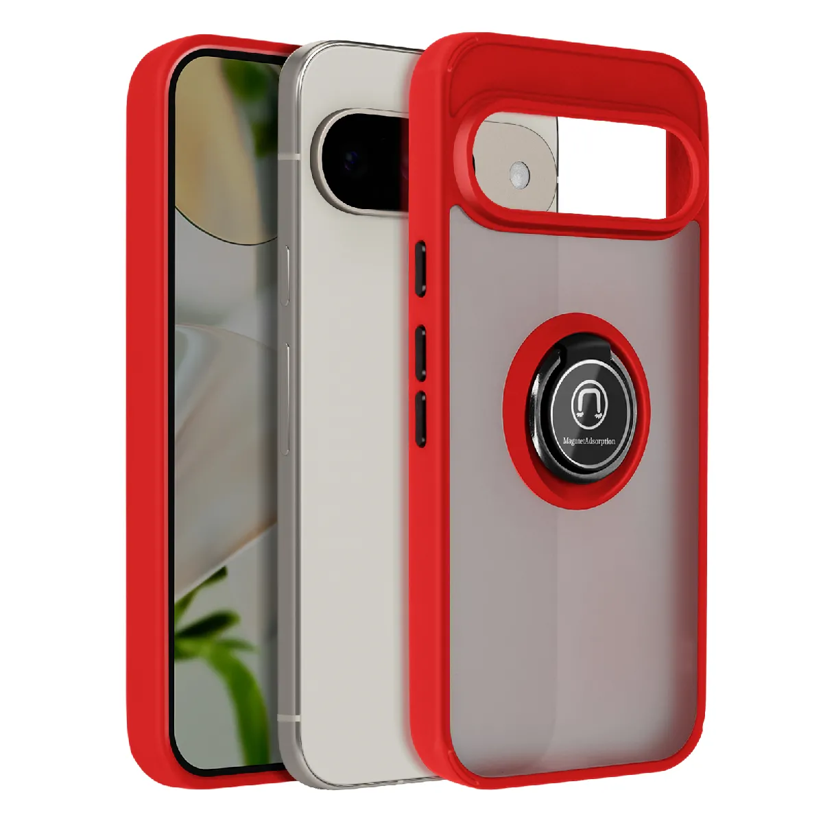 Avizar Rouge Coque Pour Google Pixel 9 Et Pixel 9 Pro Avec Bague Support Vidéo