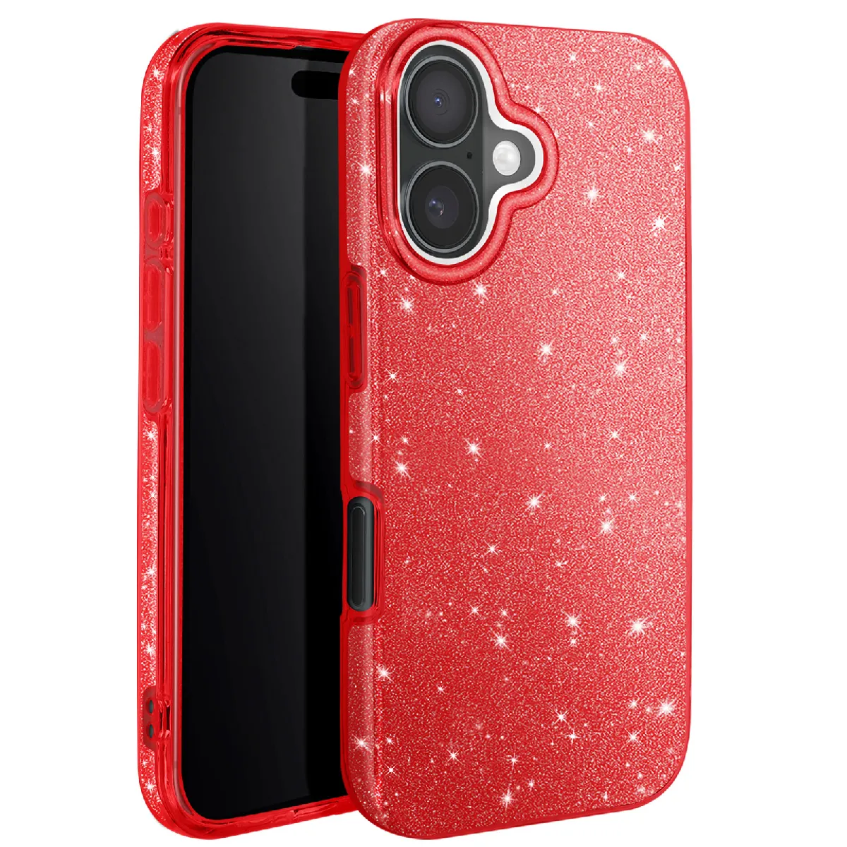 Avizar Rouge Coque À Paillettes Pour Iphone 16 Plus Antichoc Scintillant