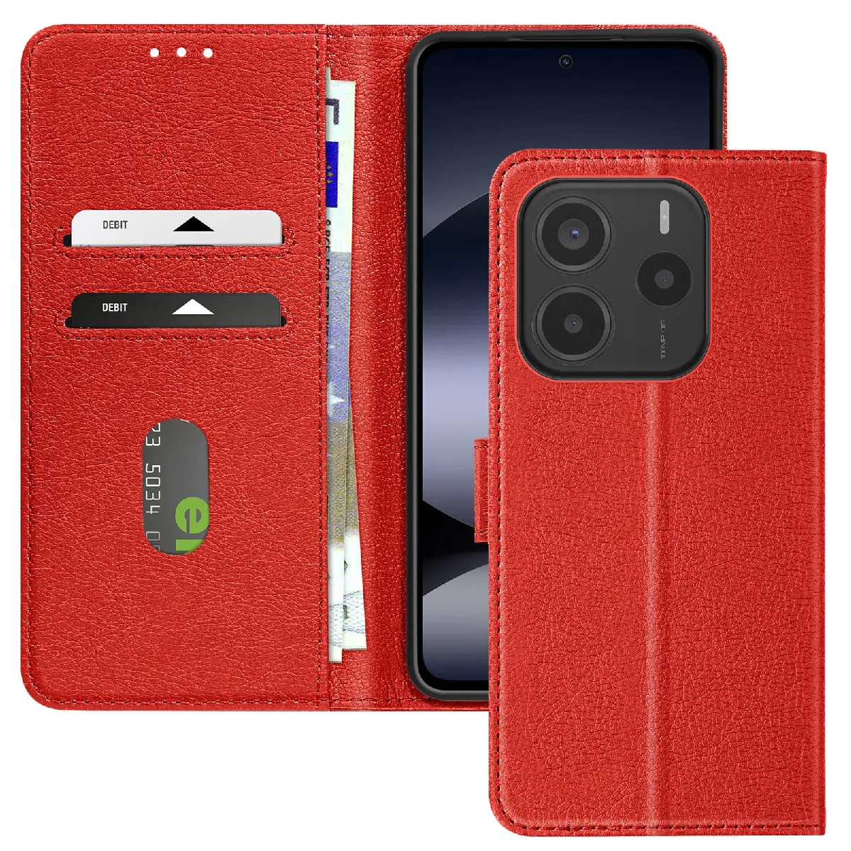 Avizar Rouge Étui Pour Xiaomi Redmi Note 14 5G Clapet Portefeuille Et Support Vidéo - Neuf - Image 3