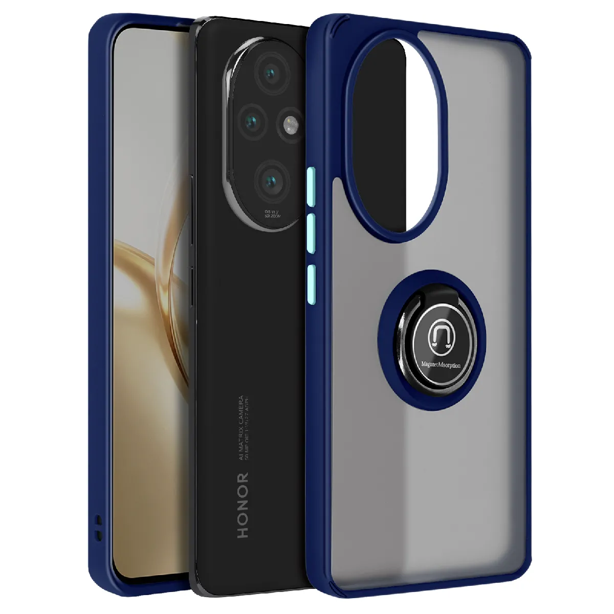 Avizar Bleu Coque Pour Honor 200 Pro Avec Bague Métallique Support Vidéo Nuit