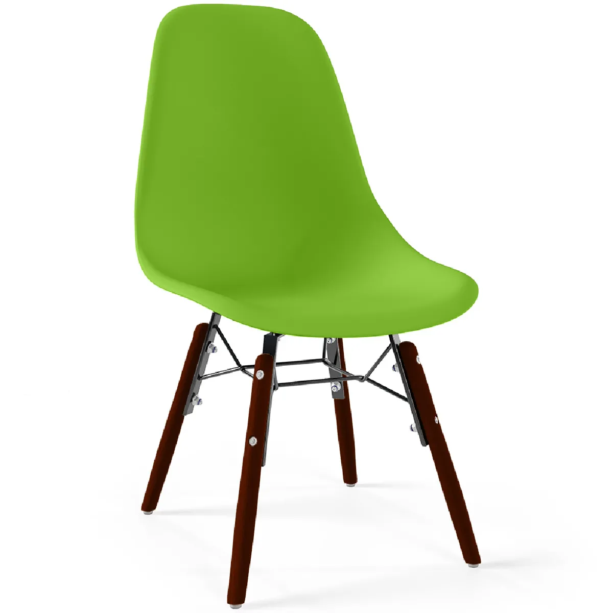Chaise Enfant - Design Scandinave - Pieds en Bois Foncé - Skögur Vert