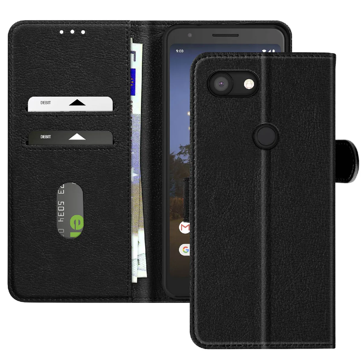 Avizar Noir Étui Pour Google Pixel 3A Clapet Portefeuille Et Support Vidéo