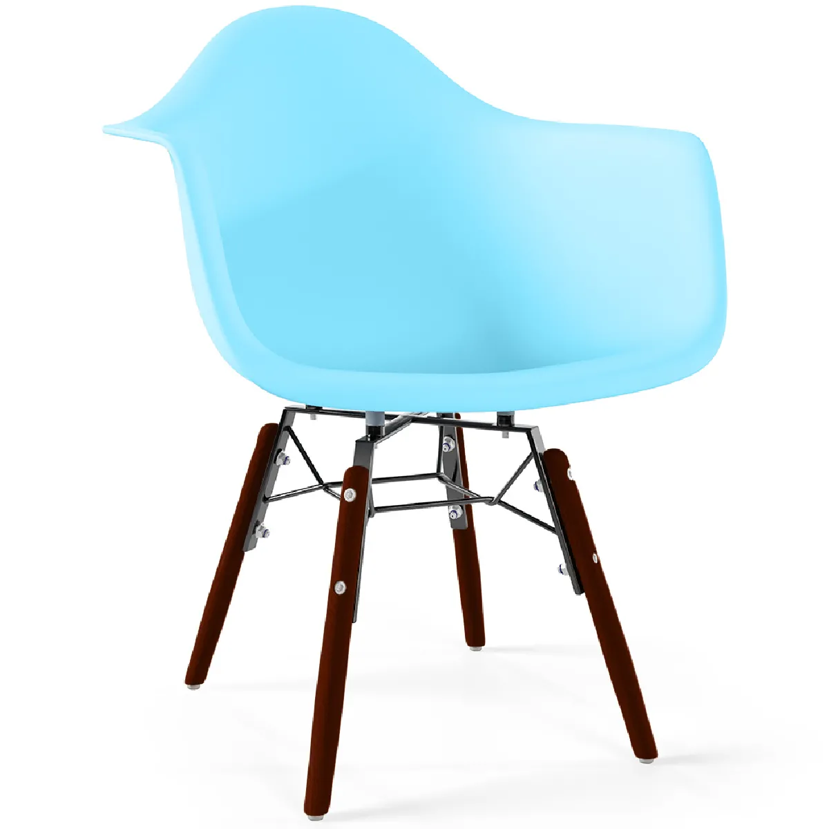 Chaise pour enfants - Design scandinave - Pieds en bois foncé - Nordika Bleu clair
