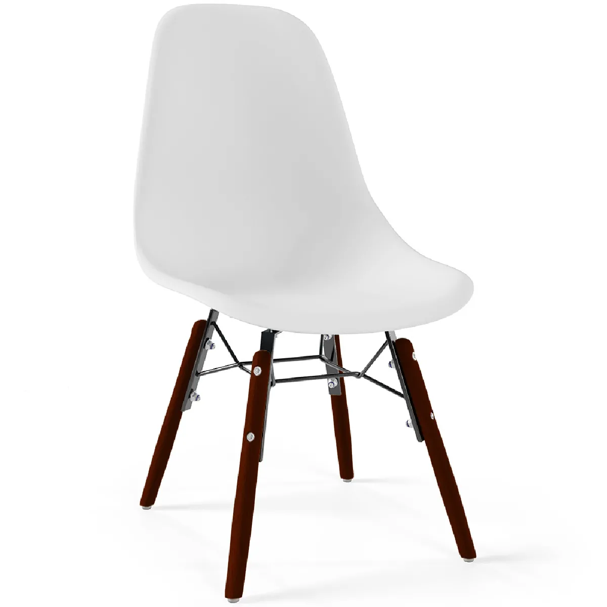 Chaise Enfant - Design Scandinave - Pieds en Bois Foncé - Skögur Blanc Chaise Enfant - Design Scandinave - Pieds en Bois Foncé - Skögur Blanc