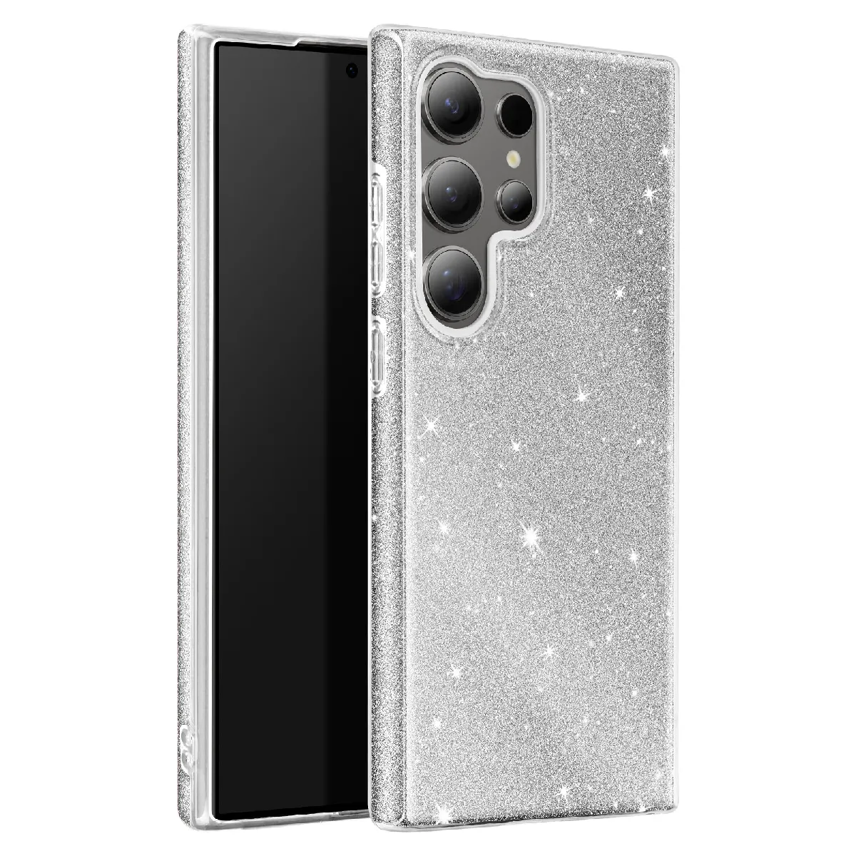 Avizar Argent Coque Paillette Pour Samsung Galaxy S24 Ultra Silicone Ultra Fine