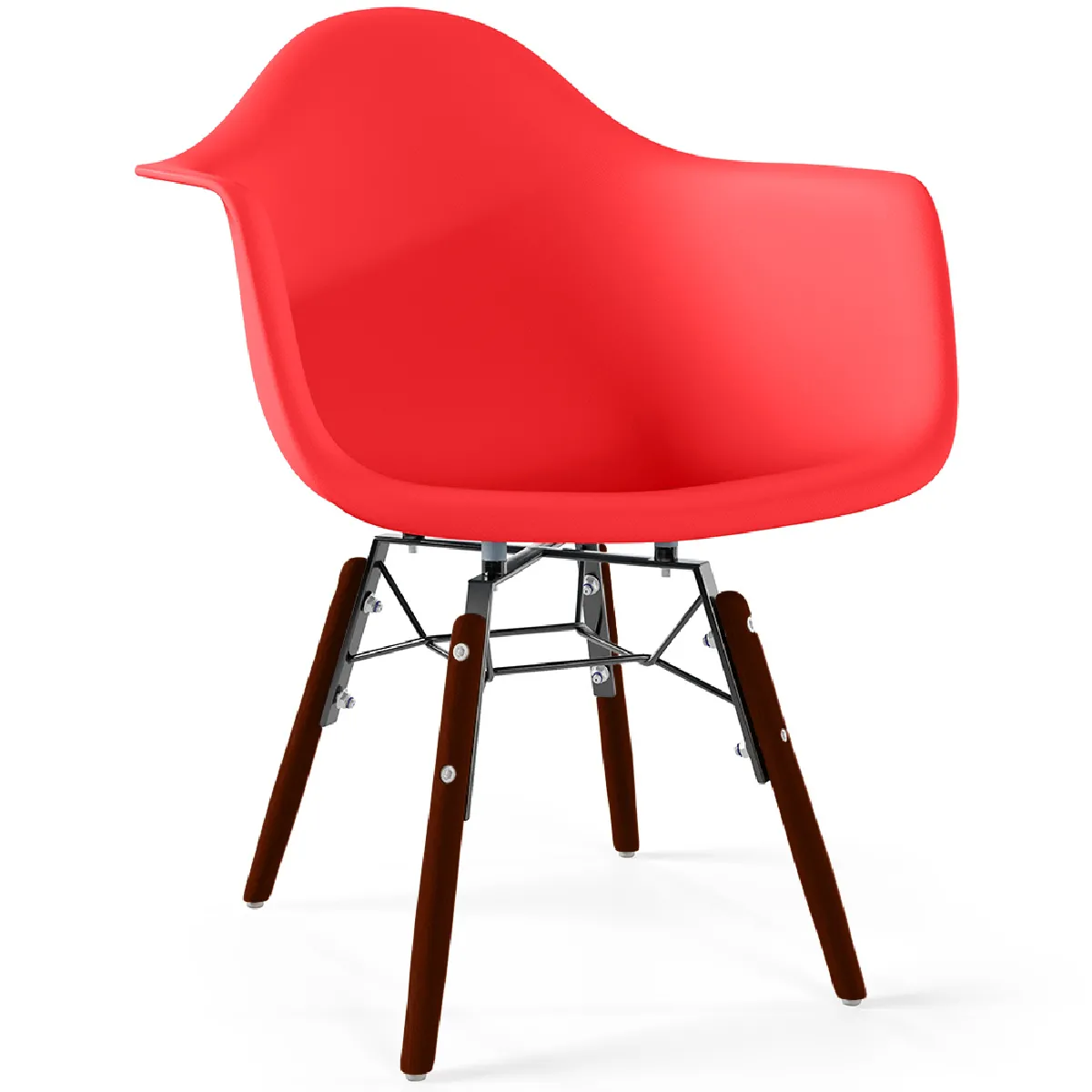 Chaise pour enfants - Design scandinave - Pieds en bois foncé - Nordika Rouge