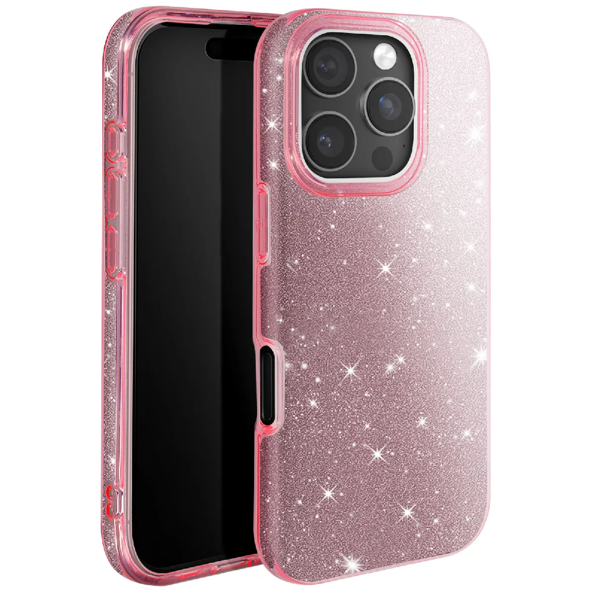 Avizar Rose Coque À Paillettes Pour Iphone 16 Pro Antichoc Scintillant