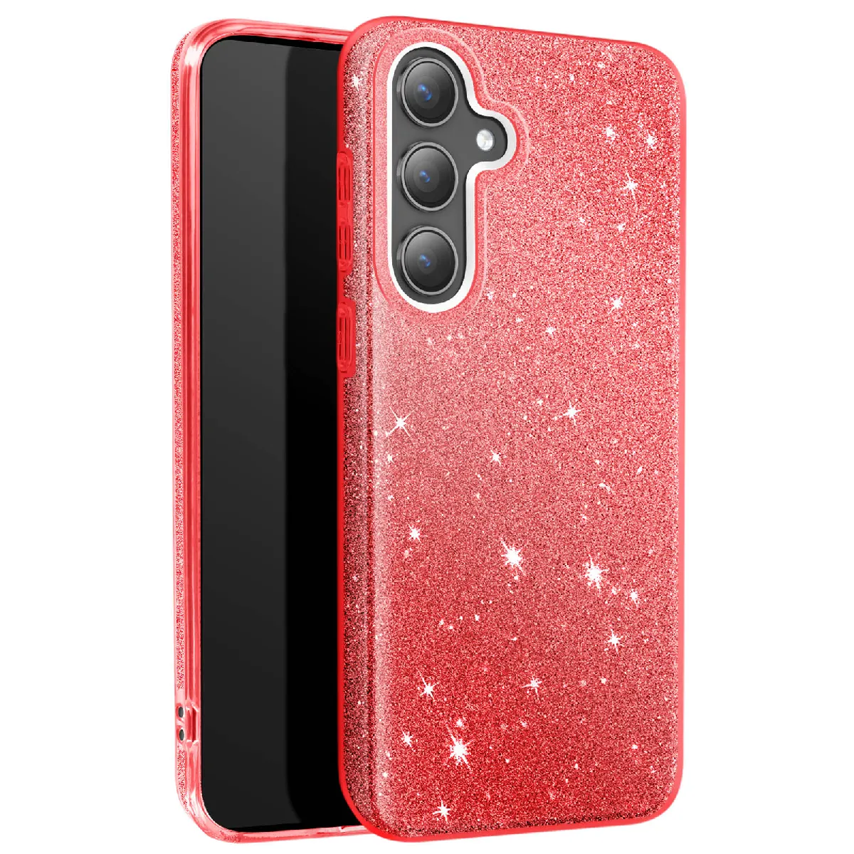 Avizar Rouge Coque Paillette Pour Samsung S24 Plus Et S25 Plus Silicone Ultra Fine