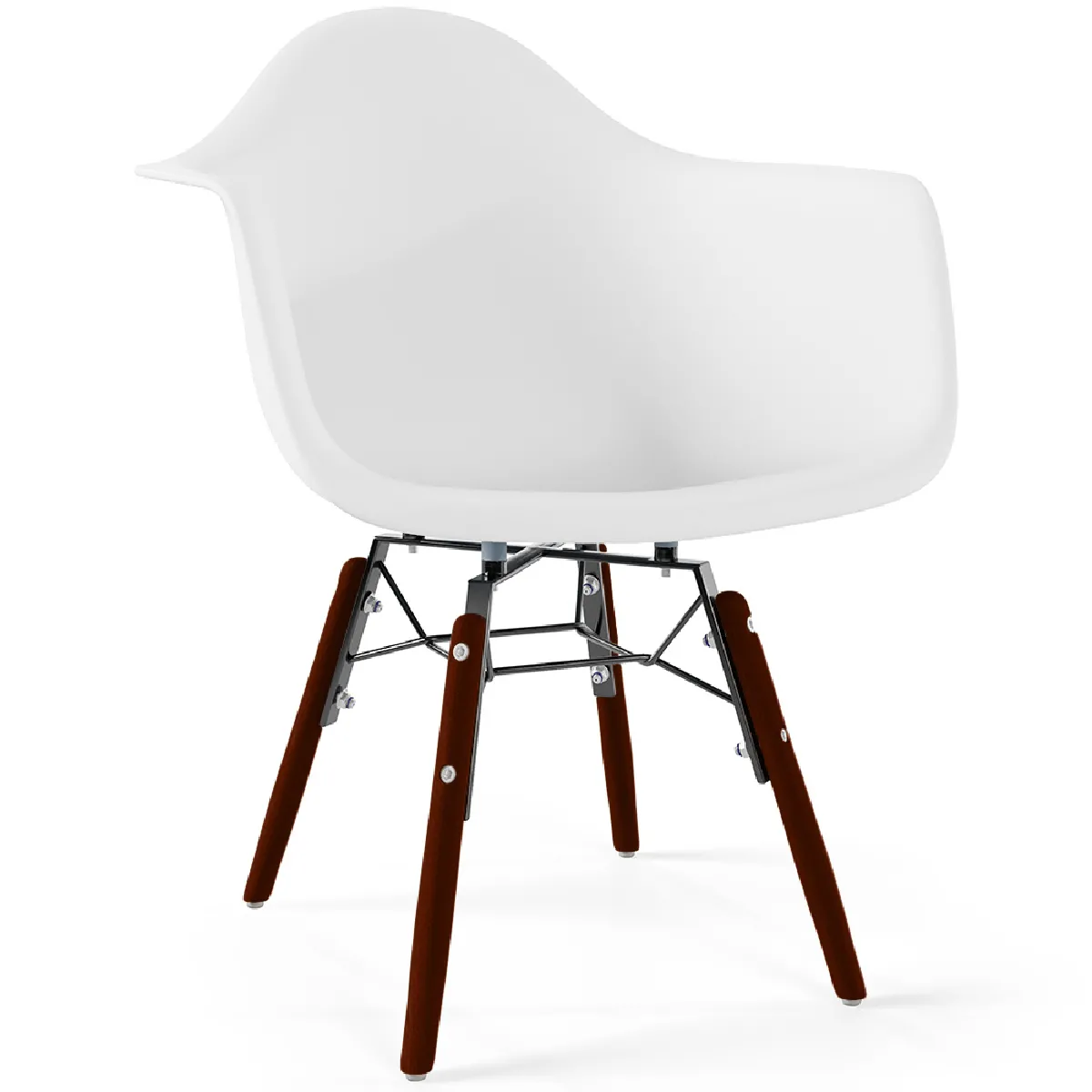 Chaise pour enfants - Design scandinave - Pieds en bois foncé - Nordika Blanc Chaise pour enfants - Design scandinave - Pieds en bois foncé - Nordika Blanc