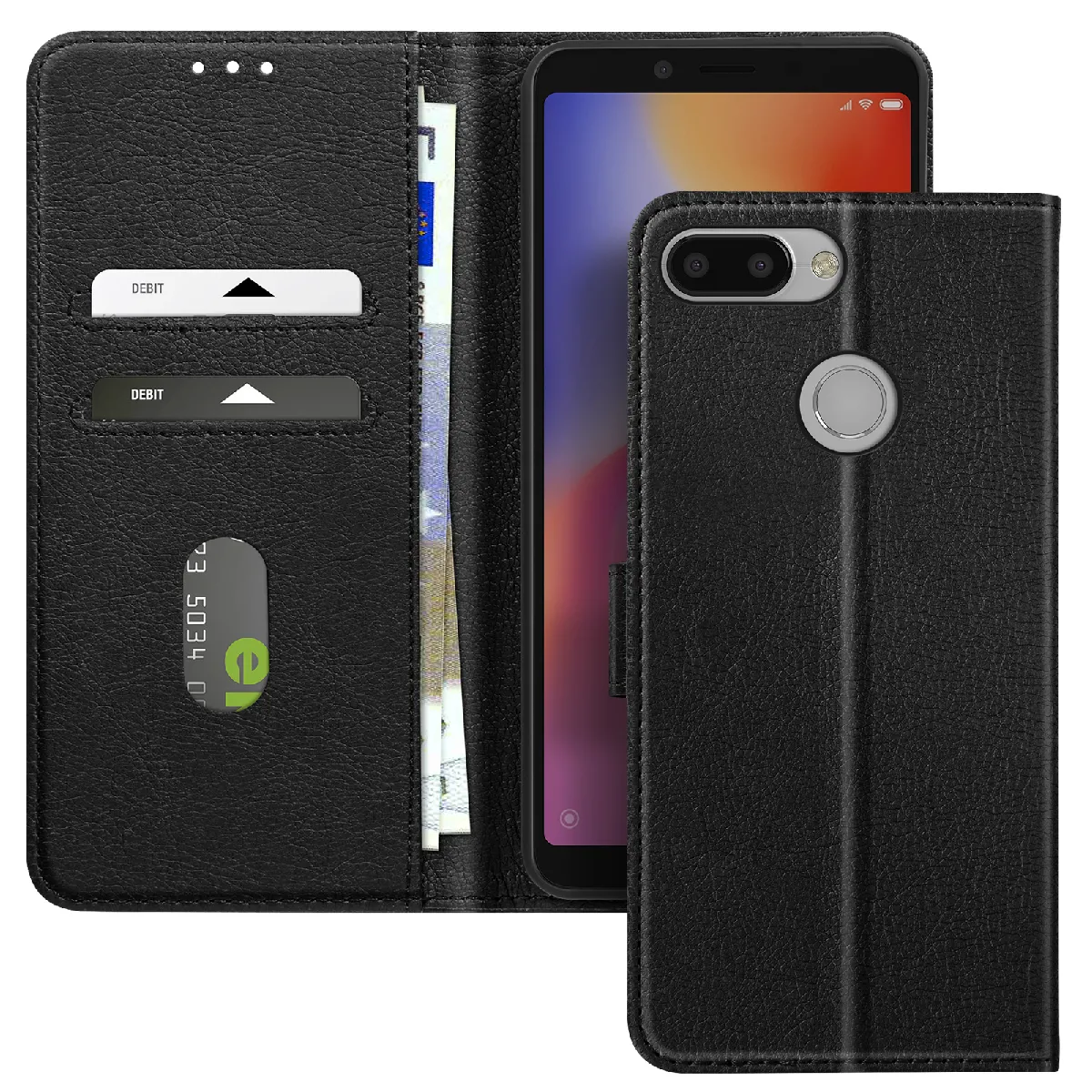 Avizar Noir Étui Pour Xiaomi Redmi 6 Clapet Portefeuille Et Support Vidéo