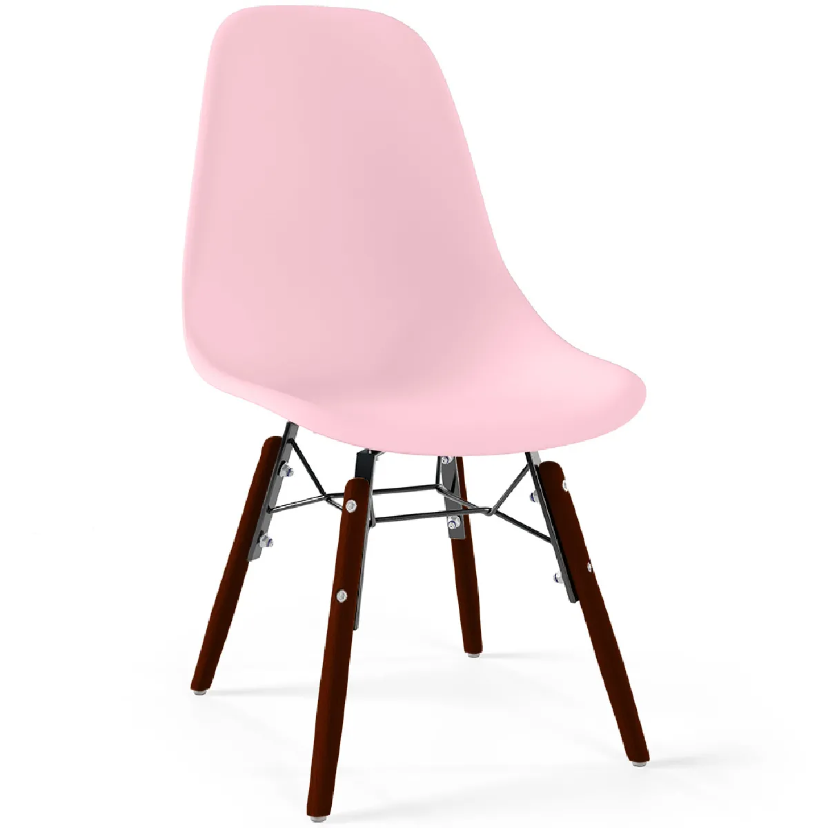 Chaise Enfant - Design Scandinave - Pieds en Bois Foncé - Skögur Rose