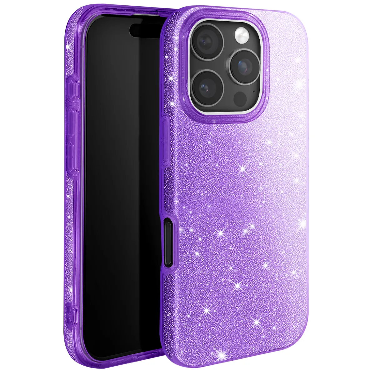 Avizar Violet Coque À Paillettes Pour Iphone 16 Pro Antichoc Scintillant