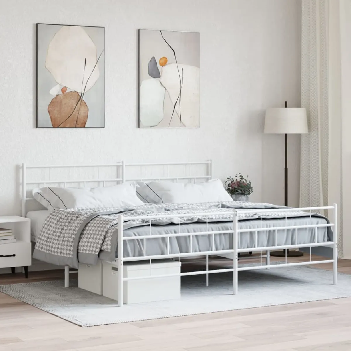 vidaXL - Cadre de lit - 200x200cm - Blanc - Image 2