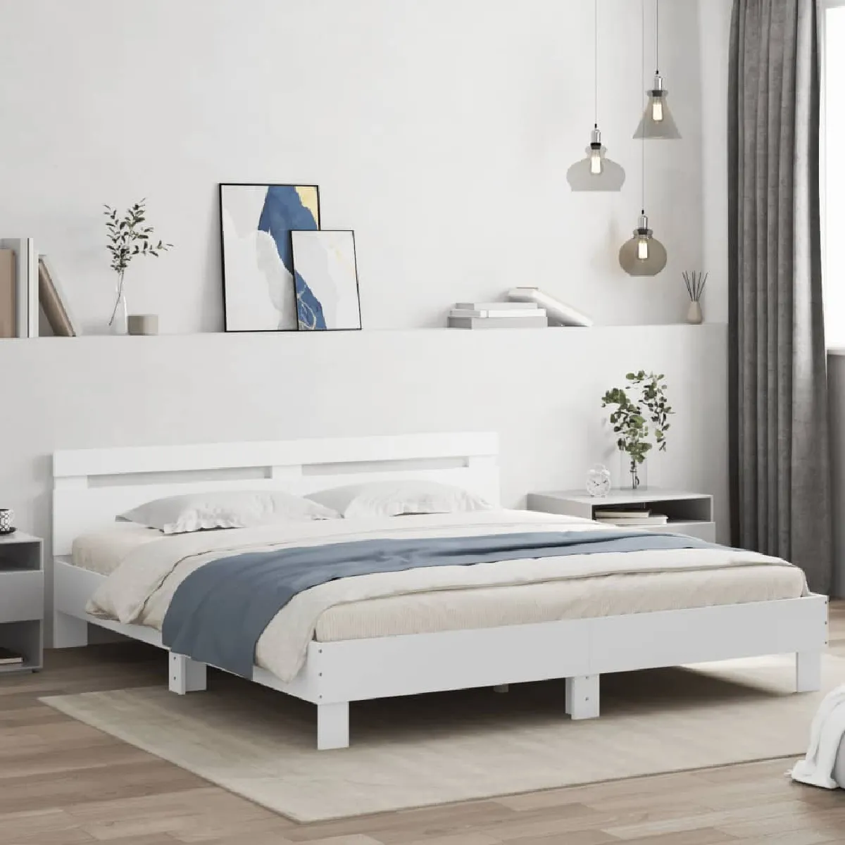 Vidaxl Blanc Cadre De Lit Sans Matelas 160X200 Cm - Image 2