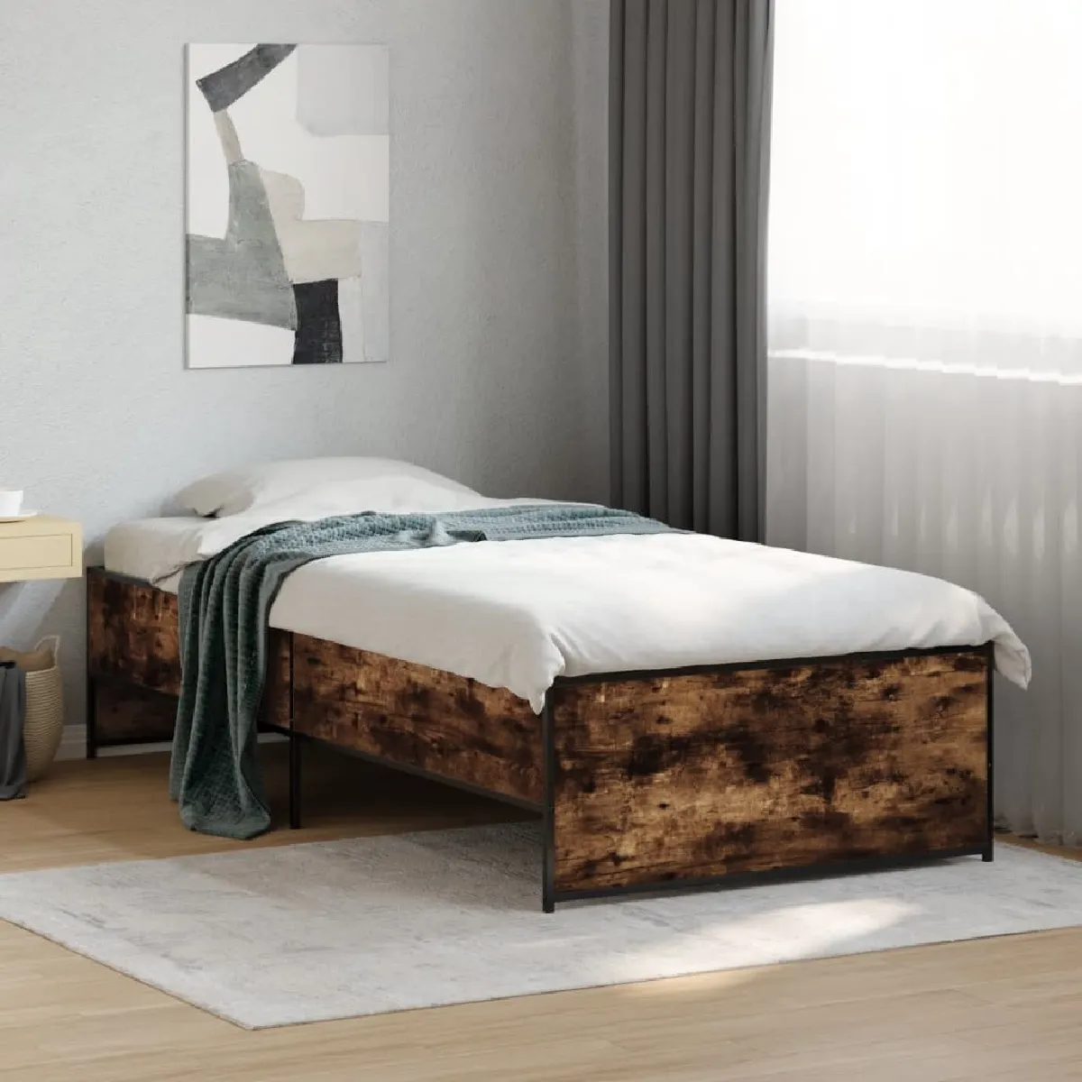 Vidaxl Cadre De Lit Sans Matelas Chêne Fumé 100X200 Cm