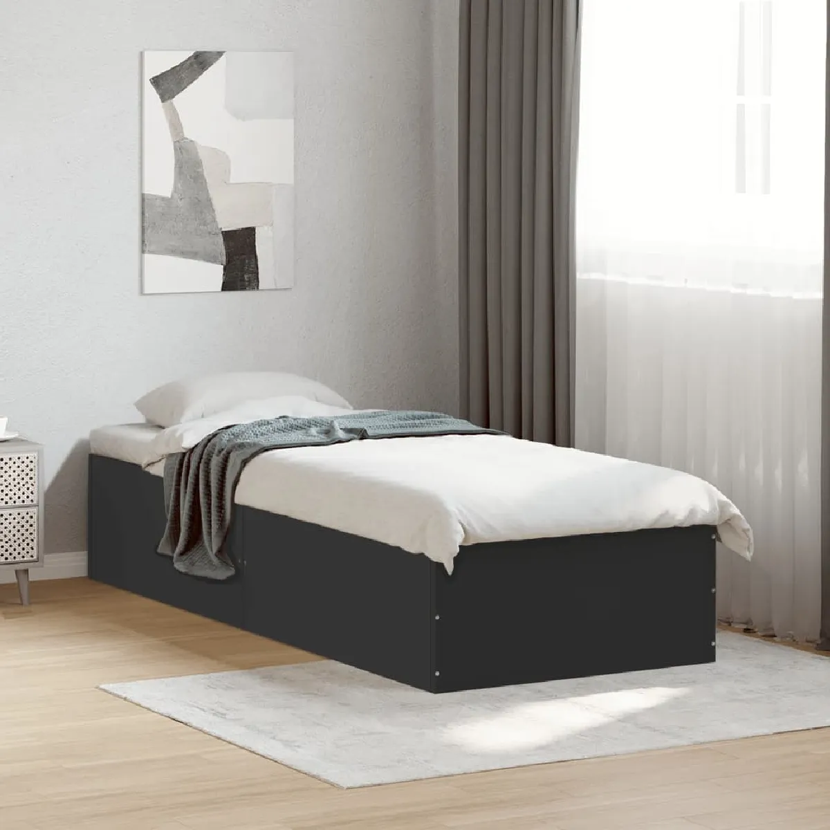 Vidaxl Noir Cadre De Lit Sans Matelas 100X200 Cm