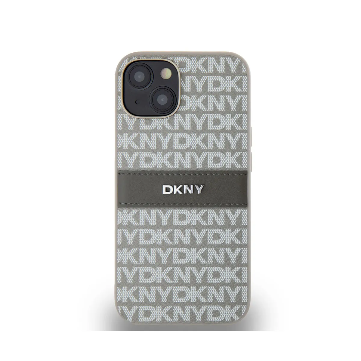 Dkny Beige Coque Pour Iphone 14 Edition Repeat Pattern Tonal Stripe Avec Logo Métallisé - Image 3