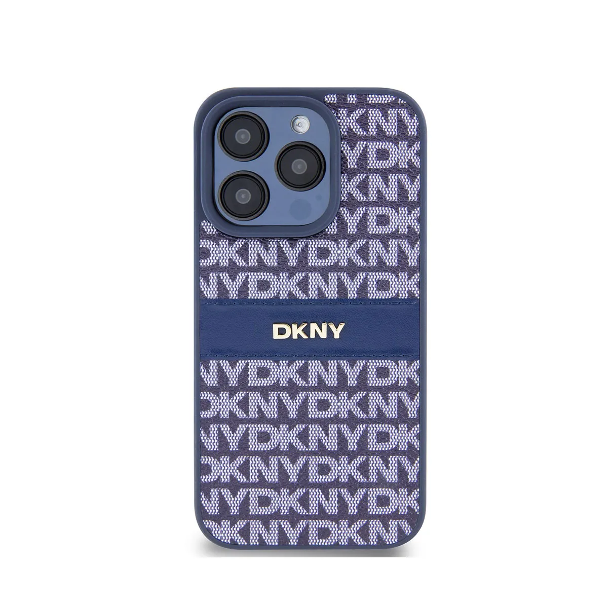 Dkny Bleu Coque Pour Iphone 15 Pro Max Repeat Pattern Tonal Stripe Avec Logo Métallisé - Image 3