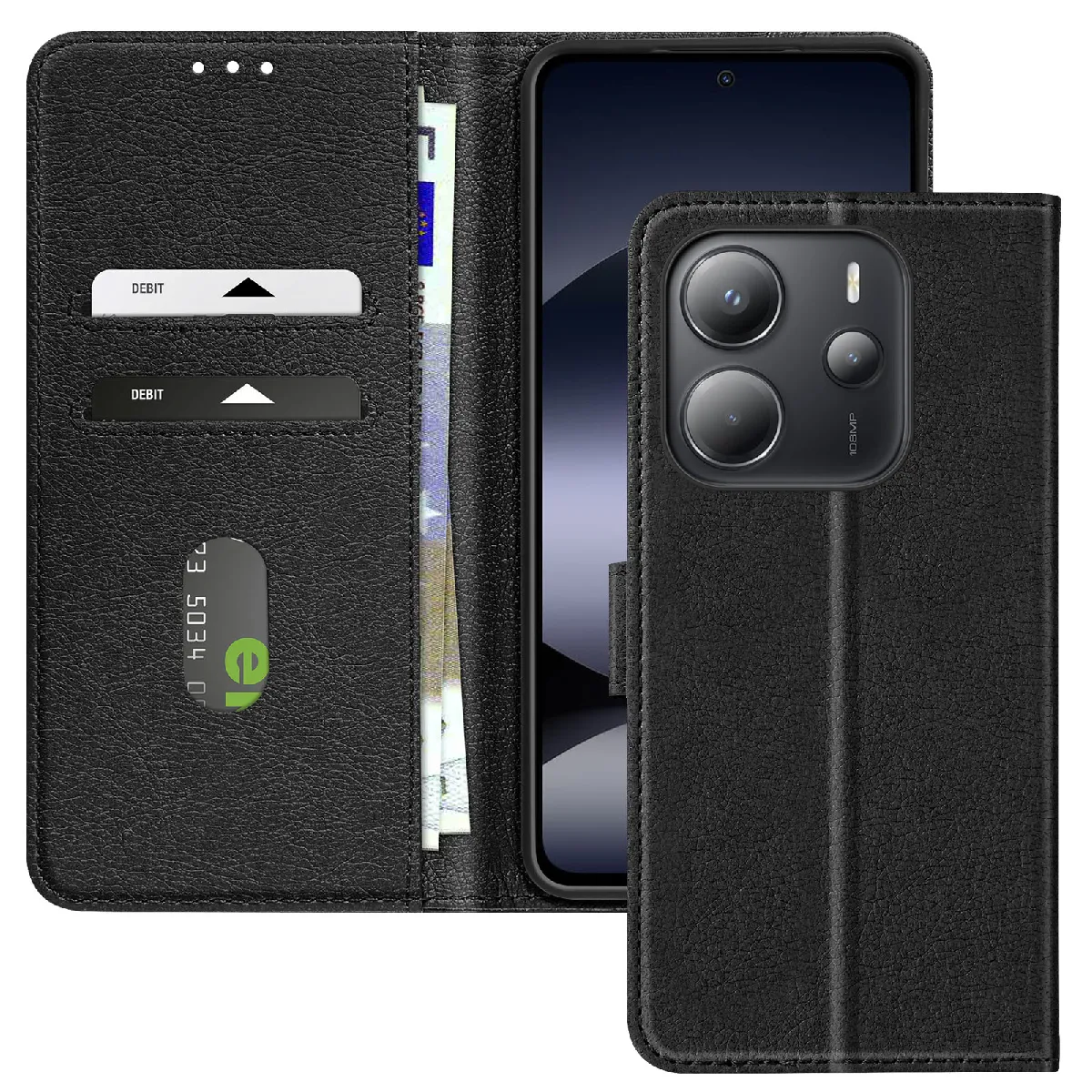 Avizar Noir Étui Pour Xiaomi Redmi Note 14 4G Clapet Portefeuille Et Support Vidéo