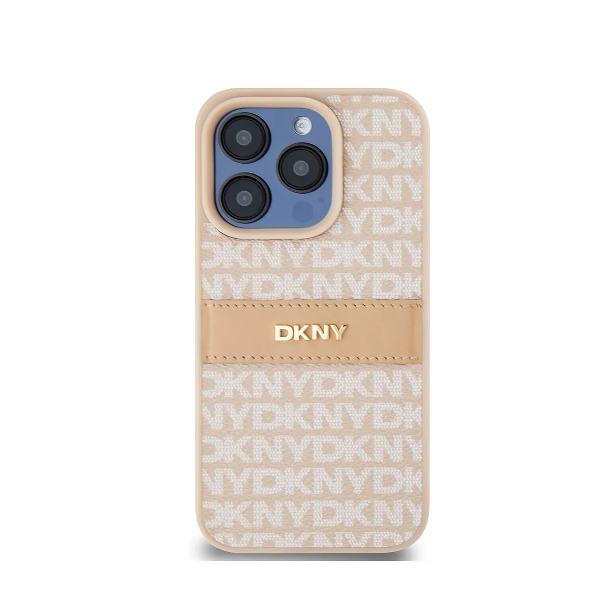 Dkny Rose Coque Pour Iphone 14 Pro Édition Repeat Pattern Tonal Stripe Avec Logo Métallisé - Neuf - Image 3