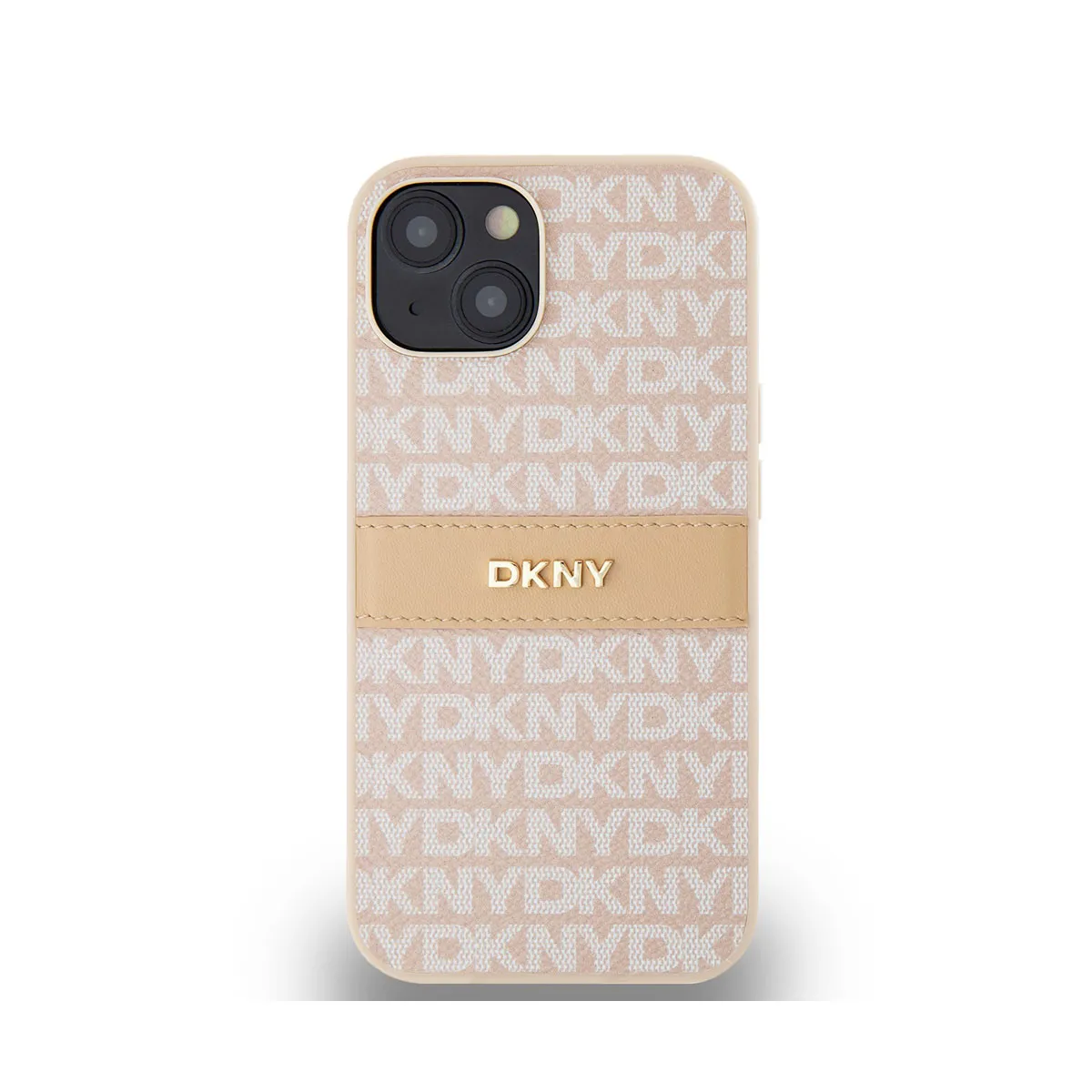 Dkny Rose Coque Pour Iphone 14 Édition Repeat Pattern Tonal Stripe Avec Logo Métallisé - Neuf - Image 2