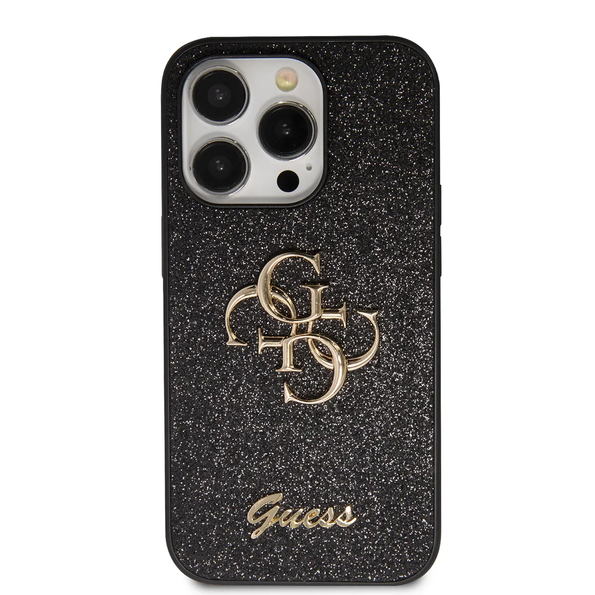 Guess Noir Coque Pour Iphone 15 Pro Max Paillettes Avec Logo En Métal