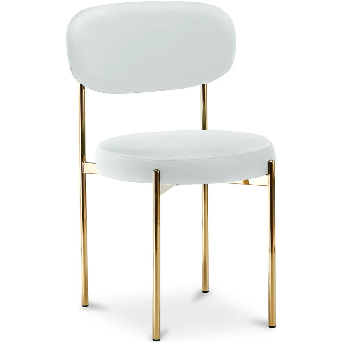 Chaise de salle à manger - Revêtue de Velours - Métal doré - Dahe Crème