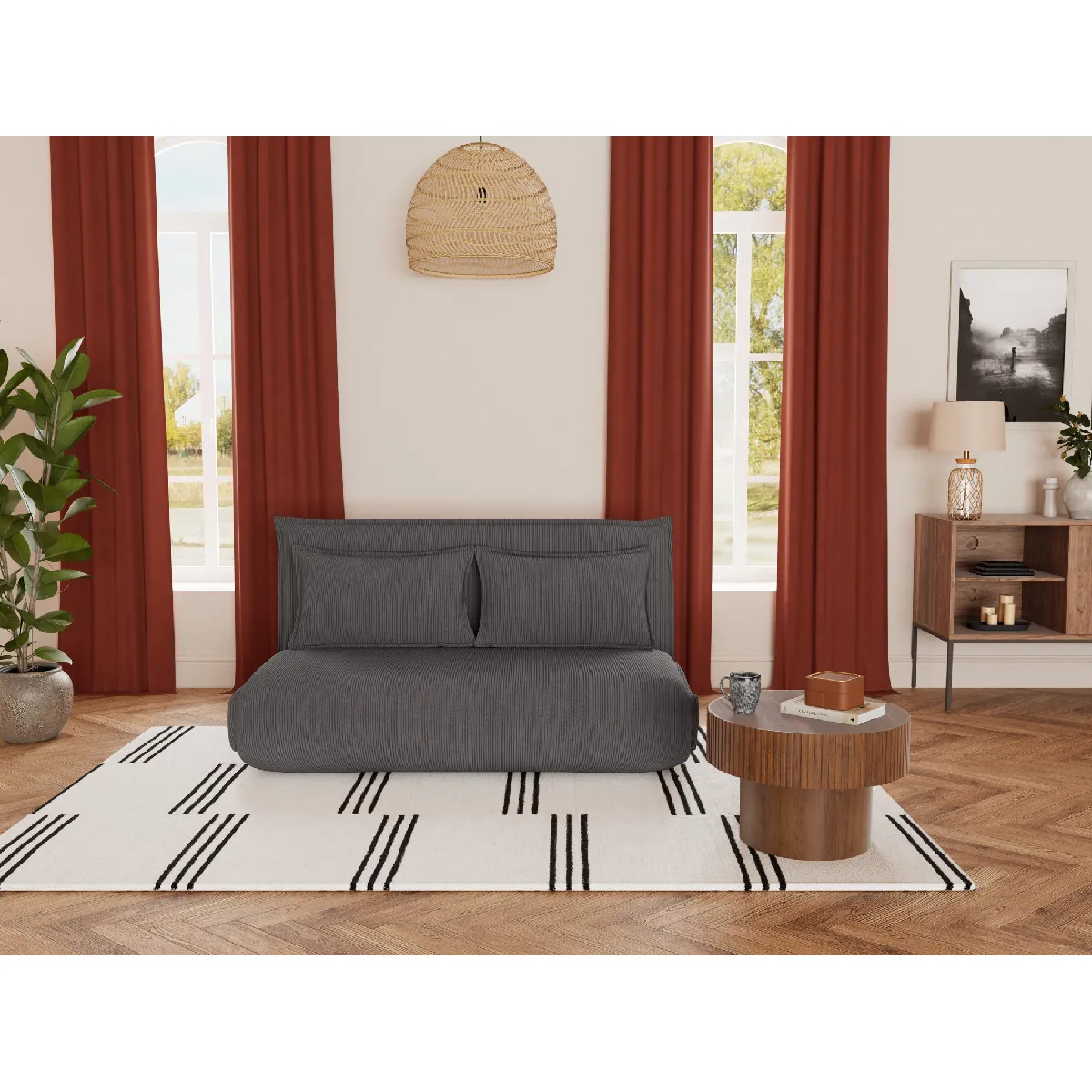 Bestmobilier Candice banquette clic-clac - Gris foncé Bestmobilier Candice banquette clic-clac - Gris foncé