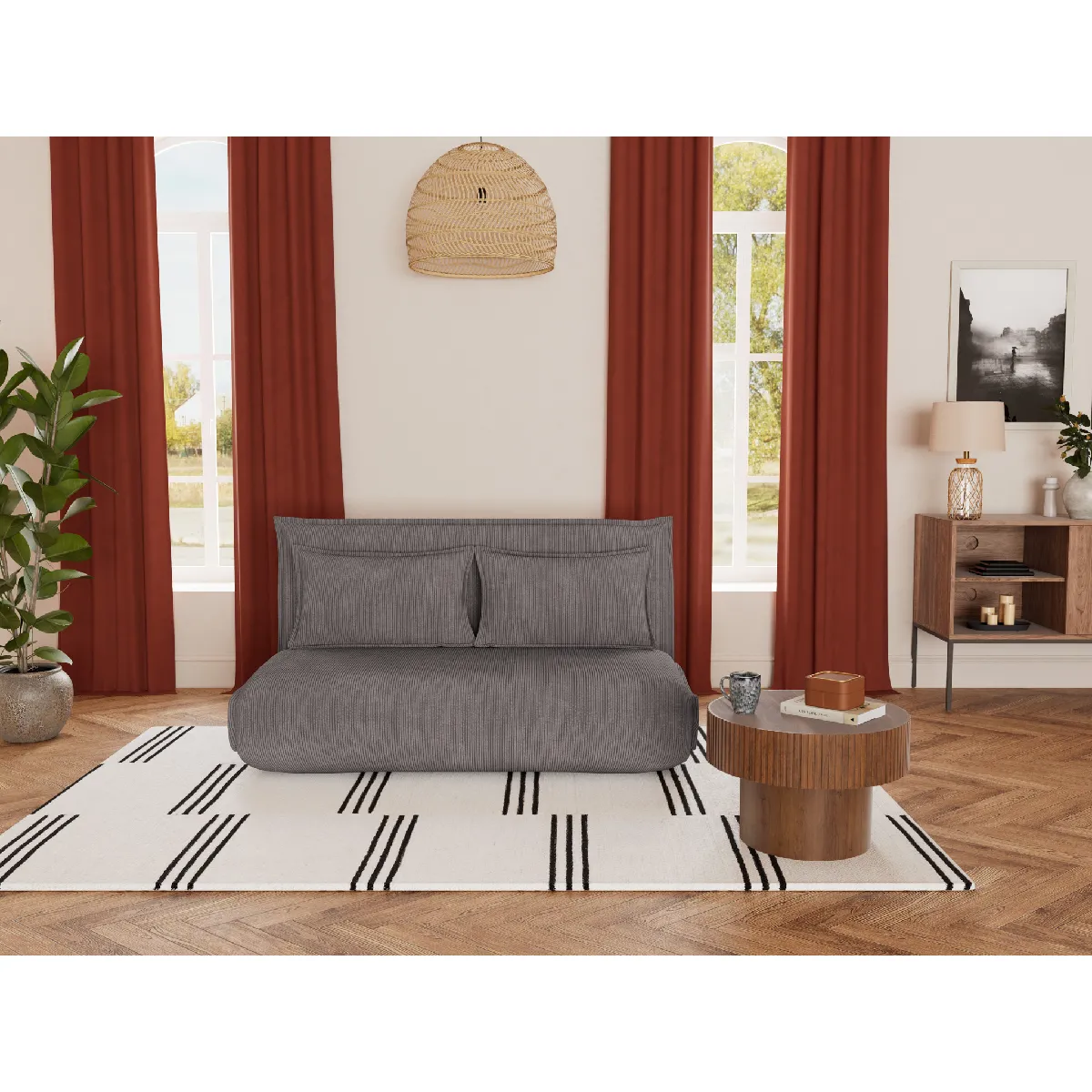 Bestmobilier Banquette clic-clac 2 places - Gris clair Bestmobilier Banquette clic-clac 2 places - Gris clair