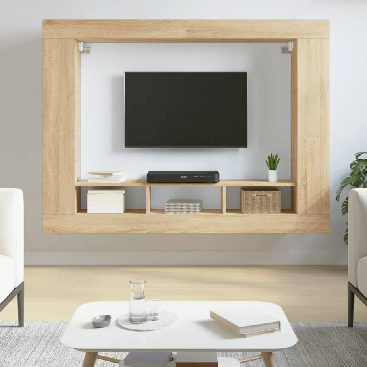 Vidaxl Meuble TV chêne sonoma 152x22x113 cm bois d'ingénierie