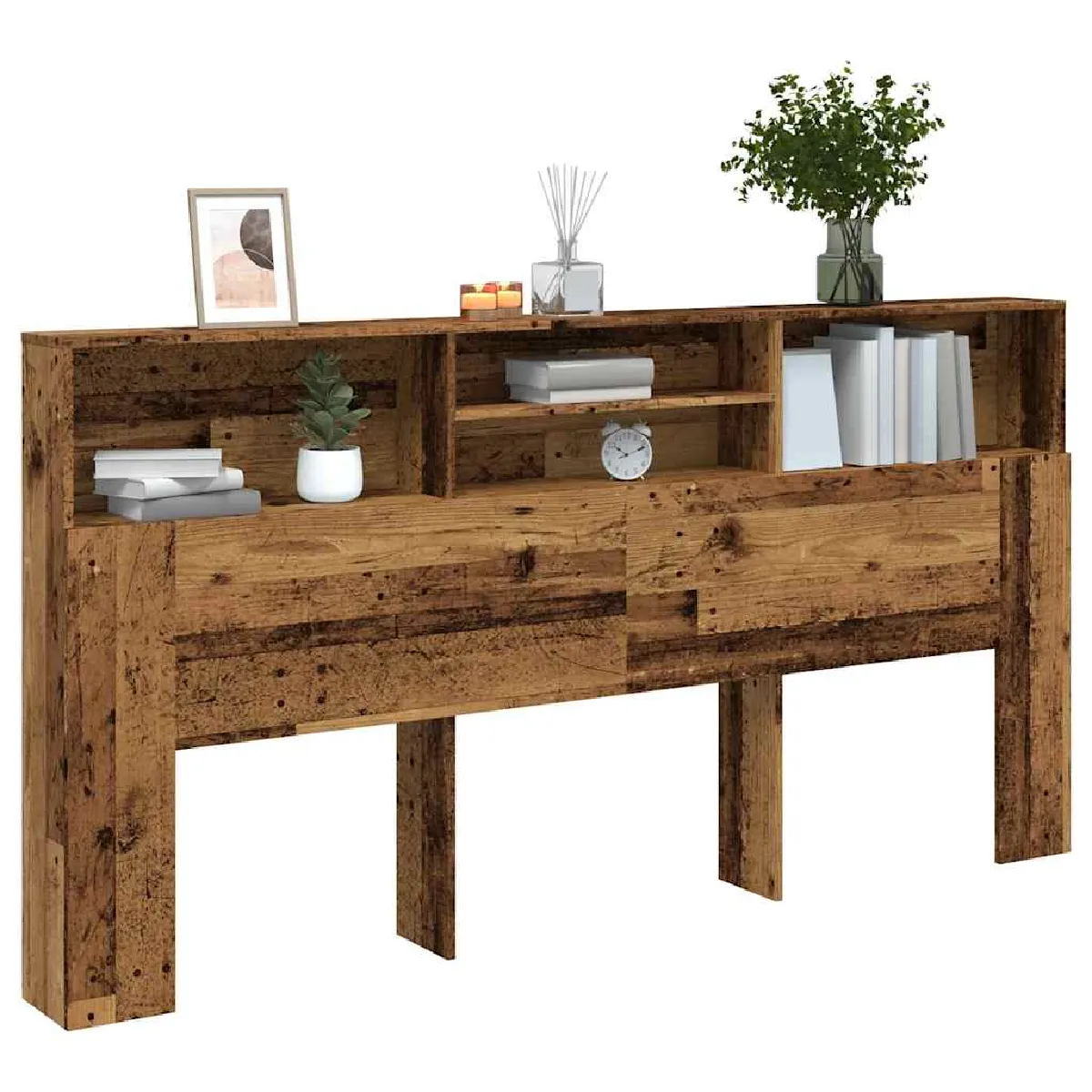 Vidaxl Armoire de tête de lit vieux bois 200x19x103,5 cm