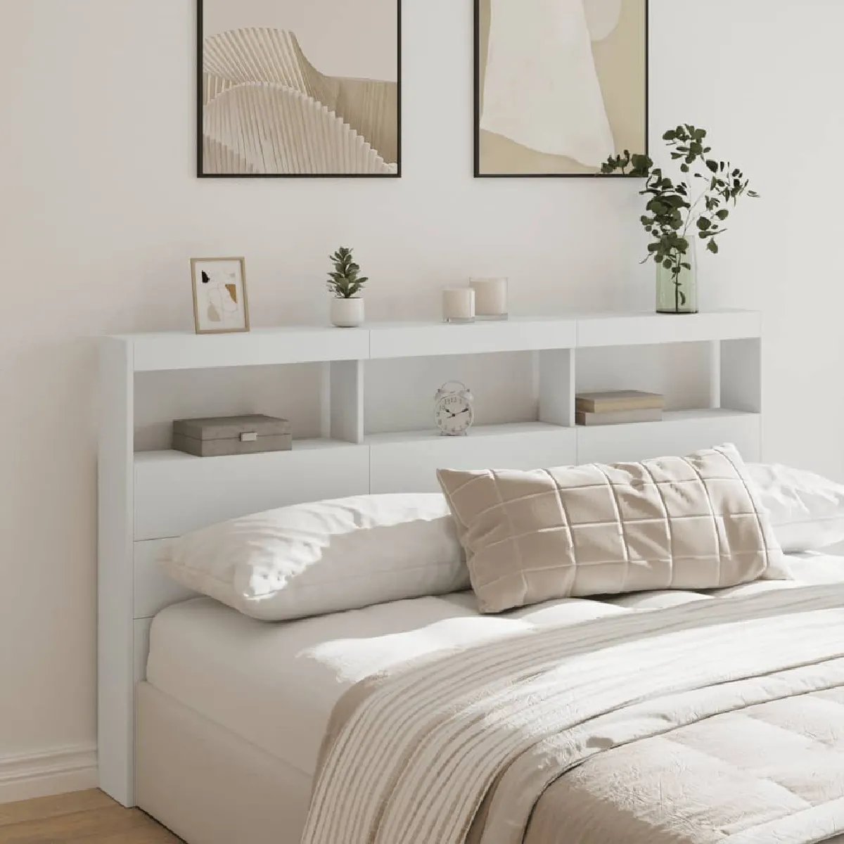 vidaXL Armoire tête de lit avec LED 180x17x102 cm - vue 2