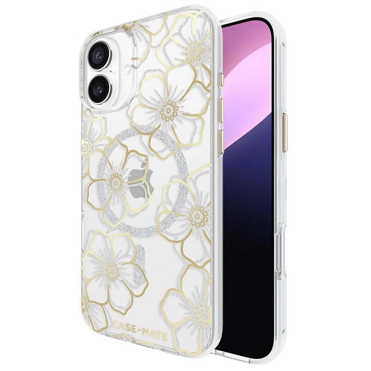 Case Mate Doré Coque Compatible Magsafe Pour Iphone 16 Plus Avec Design Floral Gems E