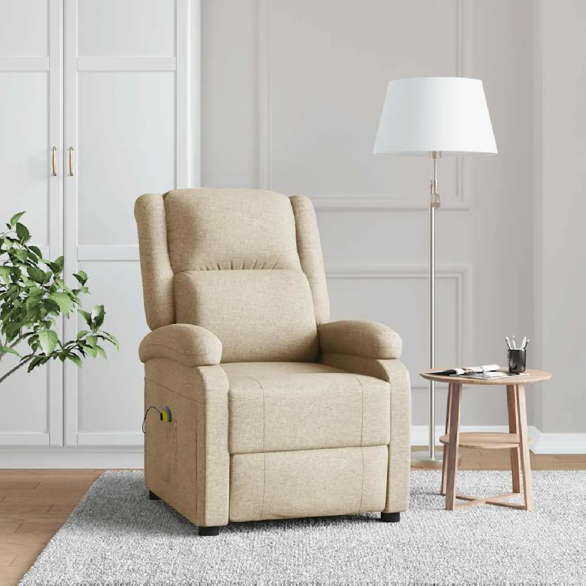 Vidaxl Fauteuil De Massage Crème Tissu