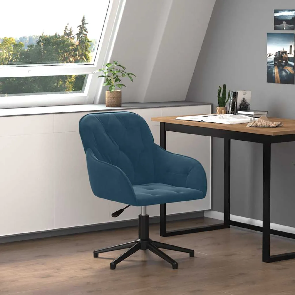 vidaXL Chaise pivotante de bureau Velours - vue 7