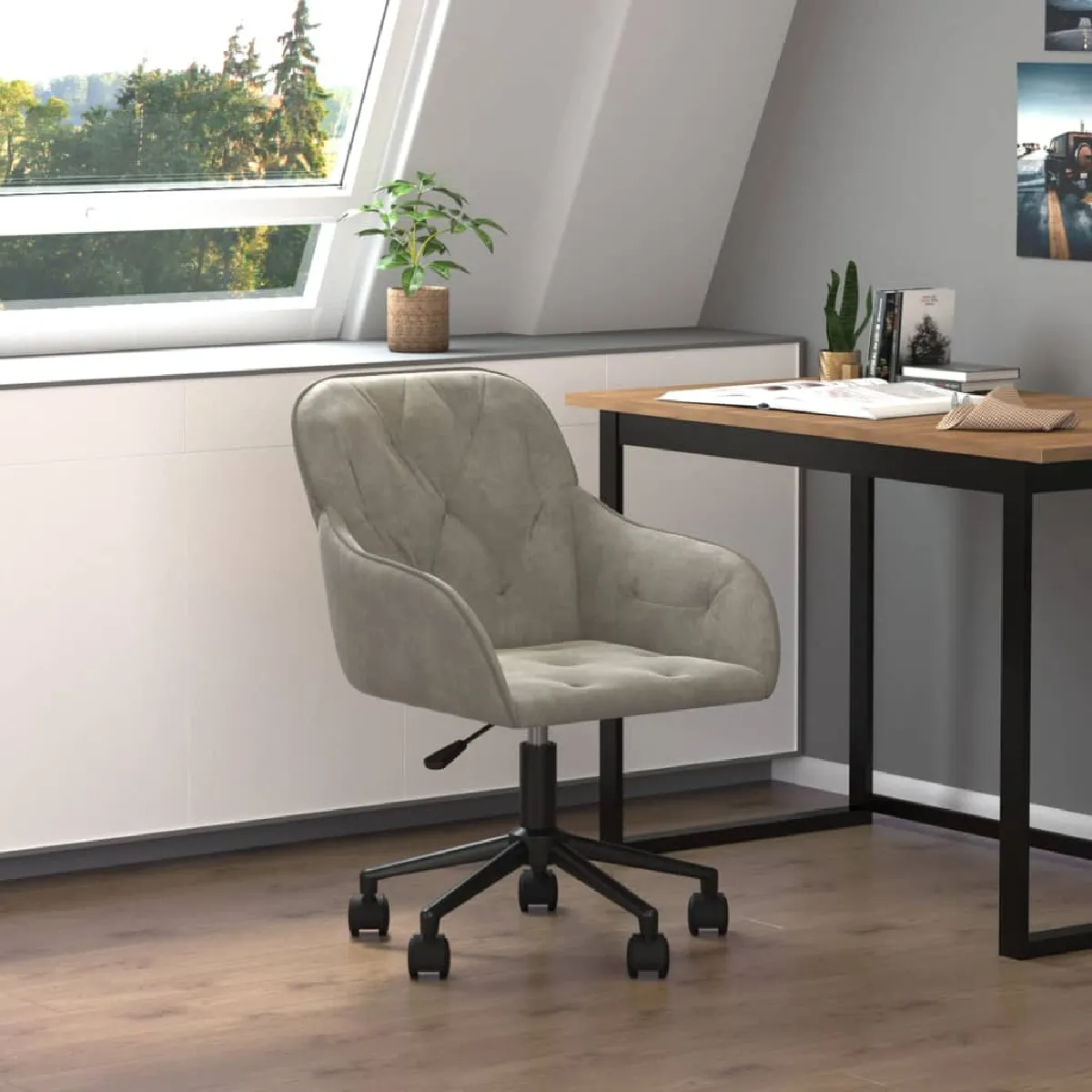 vidaXL Chaise pivotante de bureau Velours - vue 10