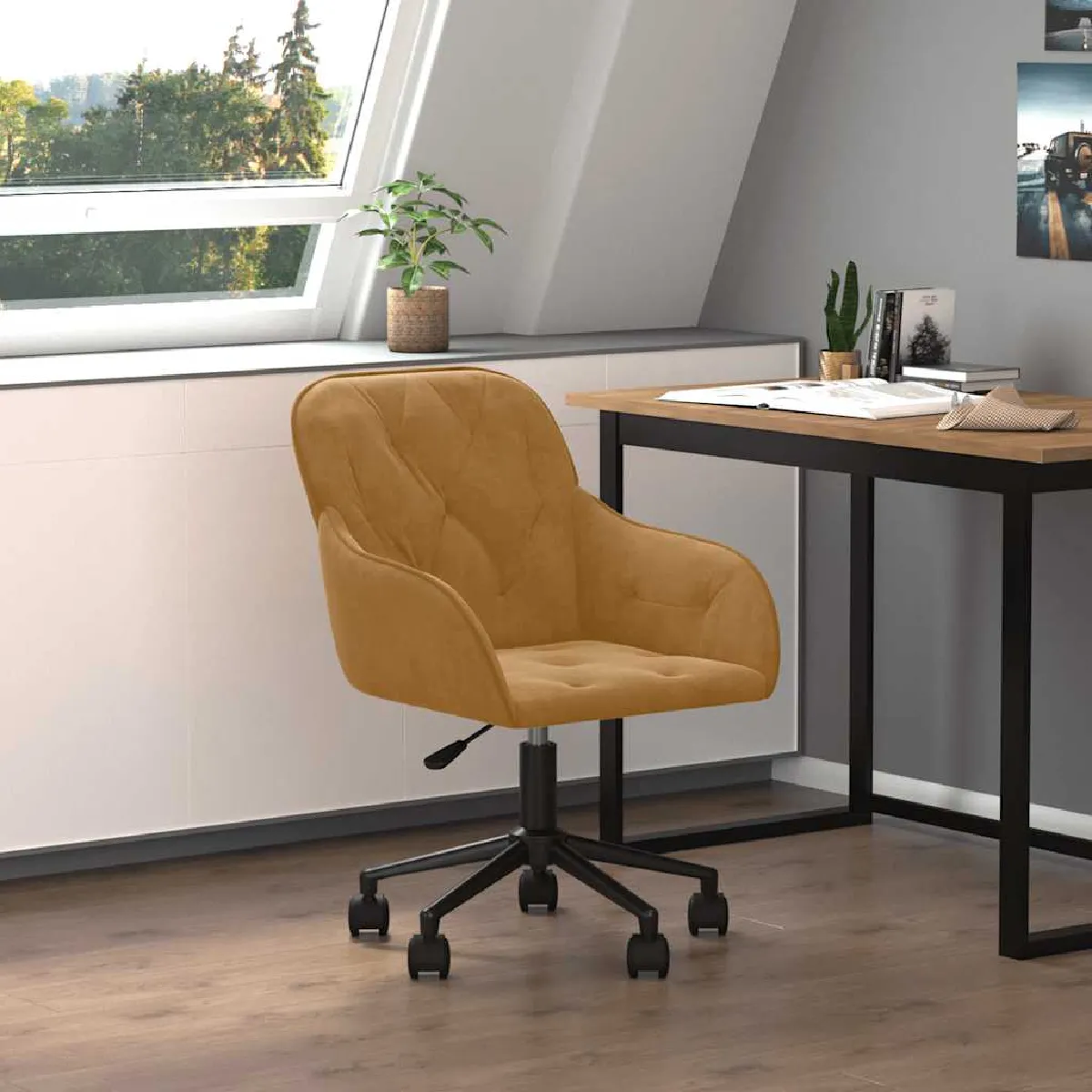 vidaXL Chaise pivotante de bureau Velours - vue 3