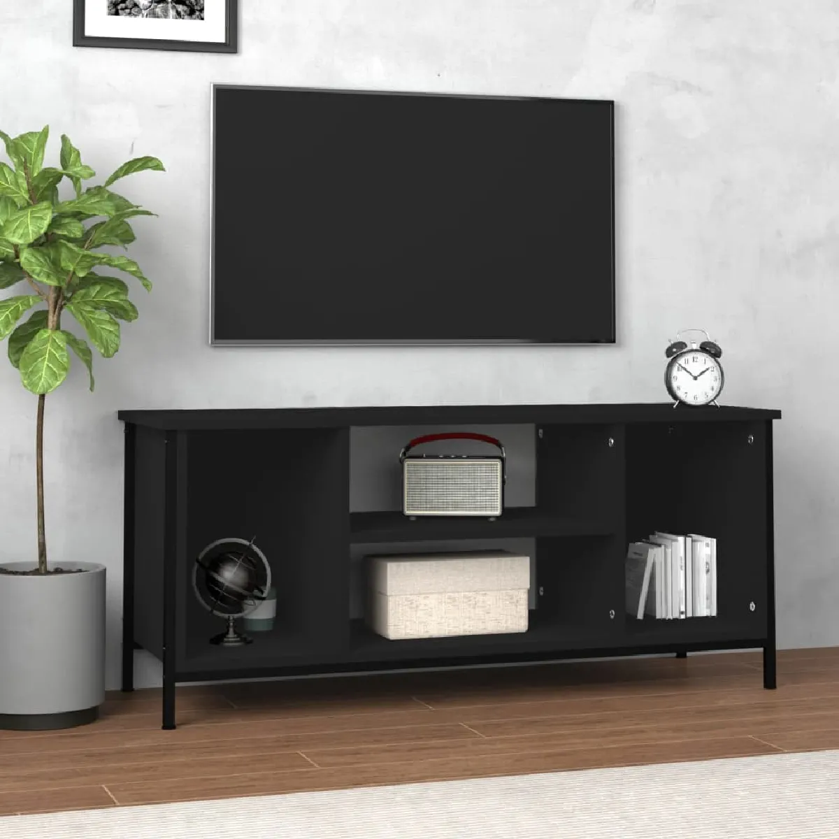 Vidaxl Meuble TV noir 102x35x45 cm bois d'ingénierie