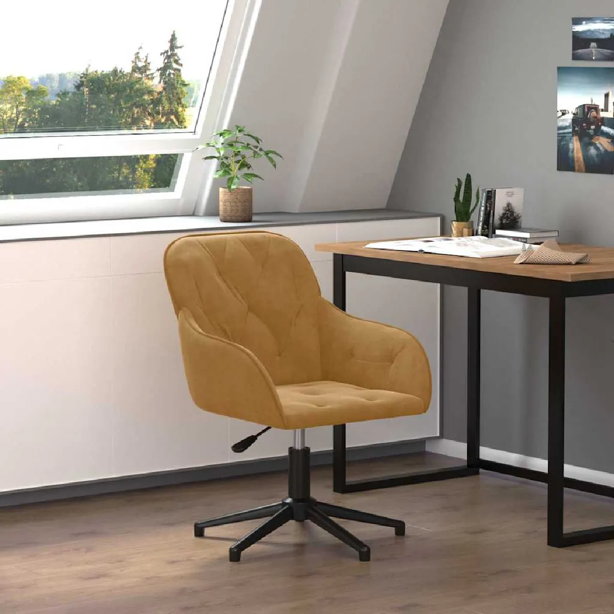 vidaXL Chaise pivotante de bureau Velours - vue 5