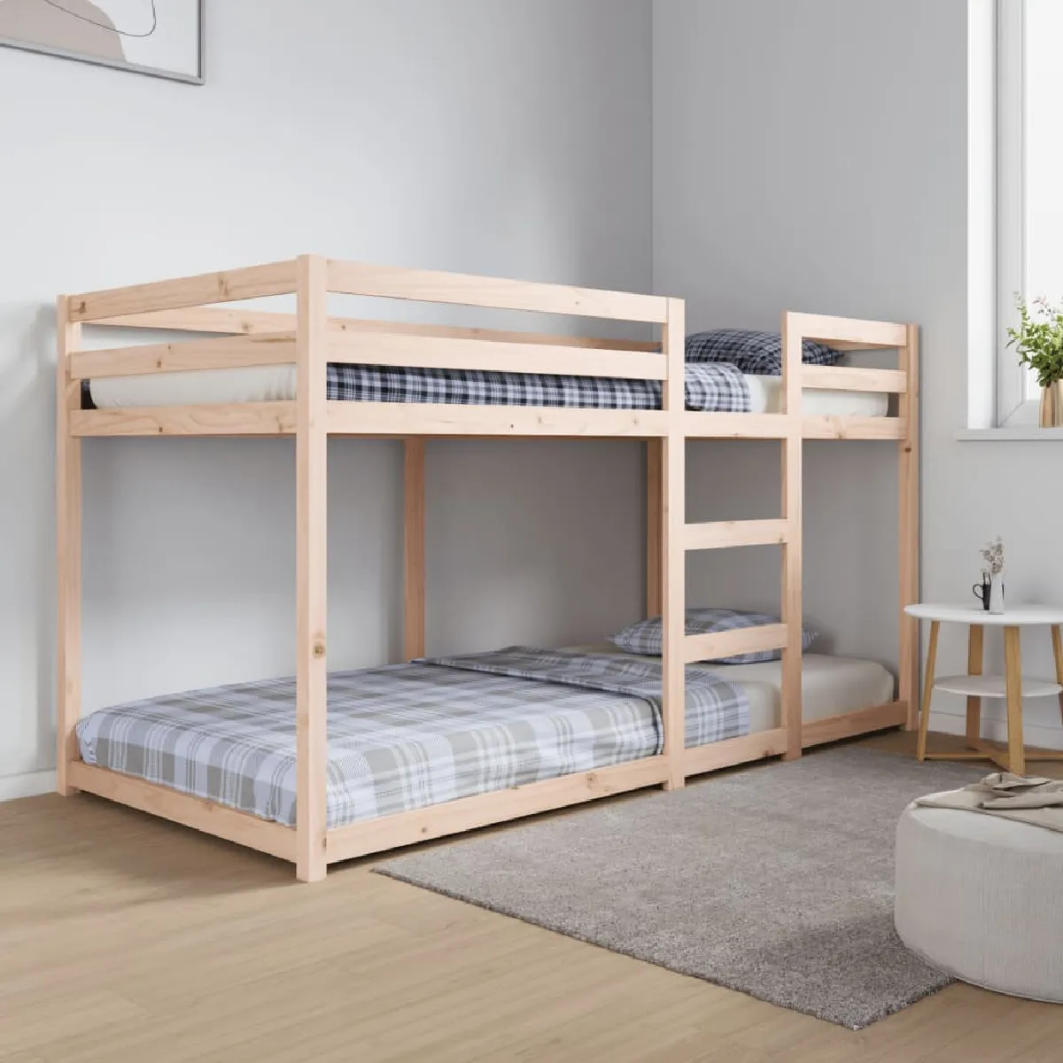 Non Communiqué Beige Lit Superposé Sans Matelas 90X200 Cm Bois De Pin Massif - Image 3