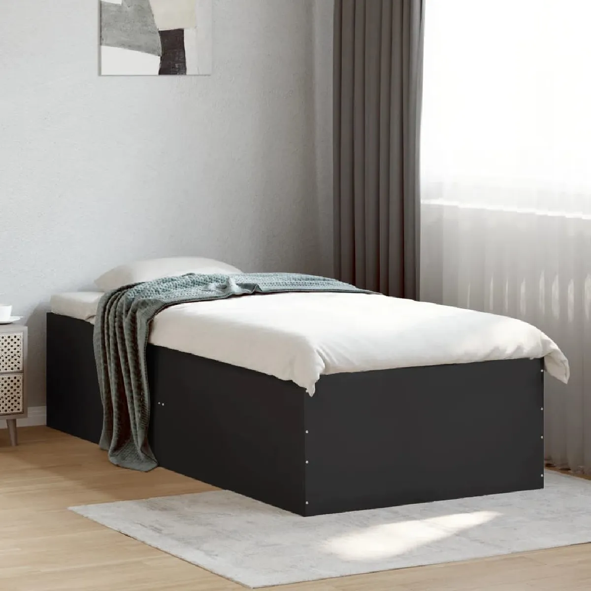 Vidaxl Noir Cadre De Lit Sans Matelas 90X200 Cm