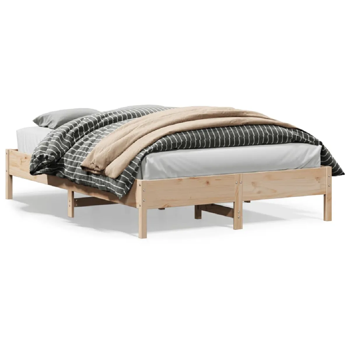 vidaXL - Cadre de lit - Bois de pin massif - 150x200 cm - Image 2